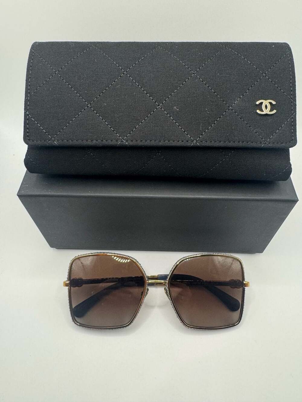 New Authentic CHANEL 4288Q C125/S2 Sunglasses Denim Gold Gradient Polarized